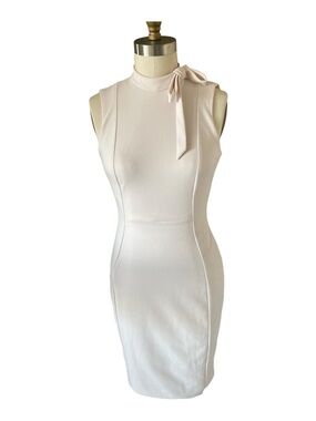 Calvin Klein Sleeveless Tie-Neck Bodycon Dress in Light Pink